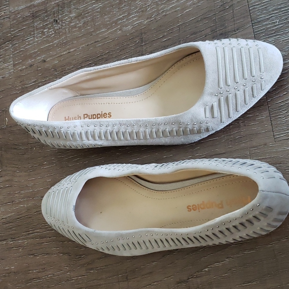 Hush Puppies Light Grey Suede Leather Flats 6.5